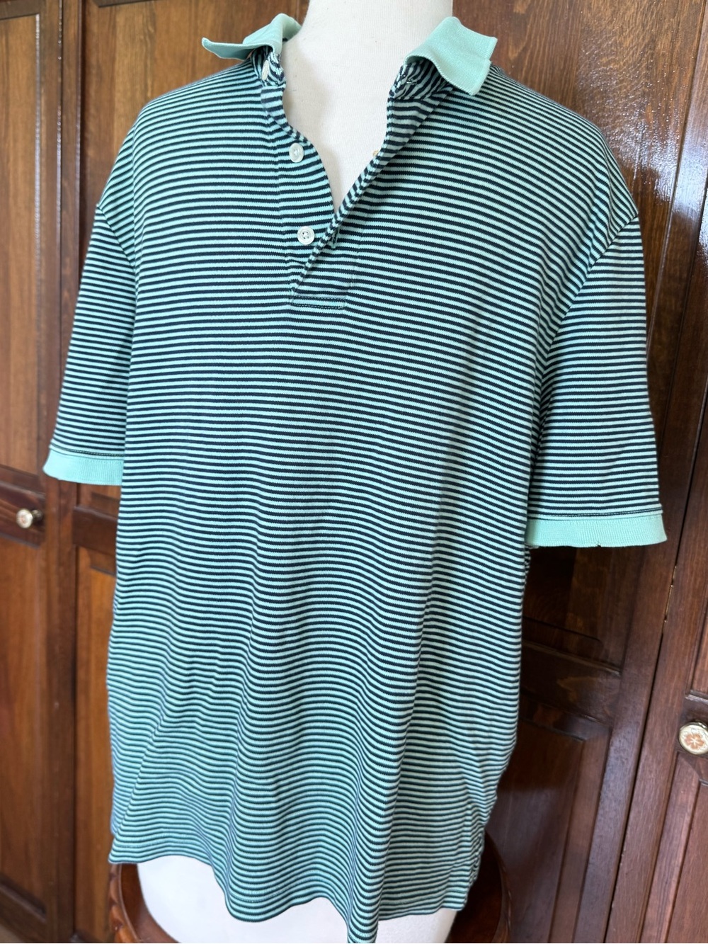 100% Supima Cotton Preppy Classic Casual Striped Lands’ End Polo Size Medium